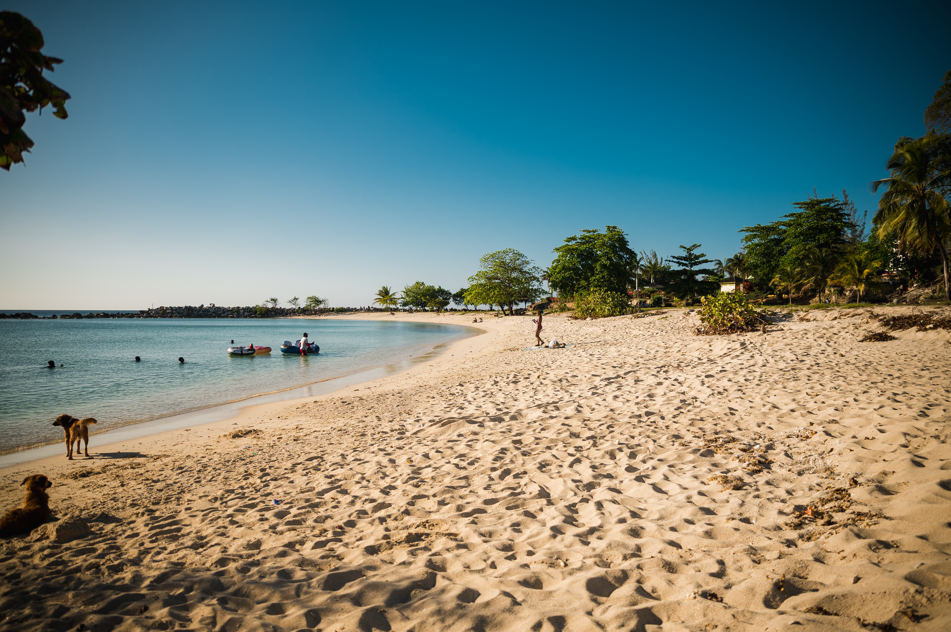 Enjoy a relaxing day at Montego Bay's scenic beach with clear waters and vibrant atmosphere.